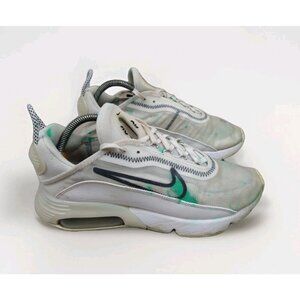 Nike Air Womens 2090 9.5 Triple White Paint Spatter Running Mesh Sneakers Shoes